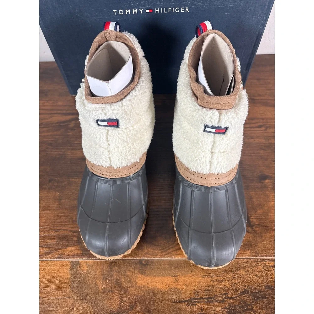 Tommy Hilfiger Roana Womens Duck Boots Dark Brown Cream Faux Shearling 6M